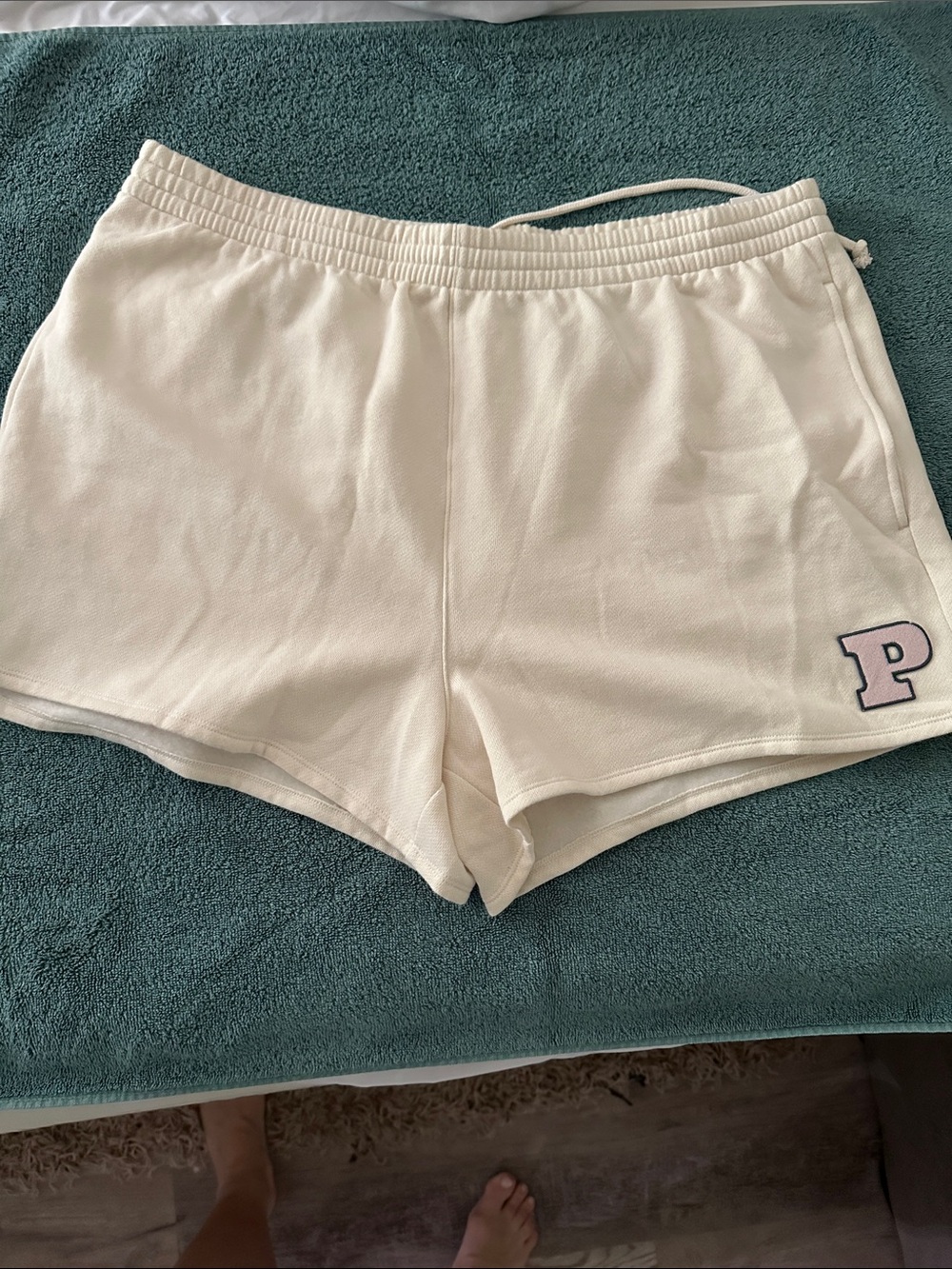 PINK Victoria's Secret Cream Athletic Shorts with Pink 'P' Patch